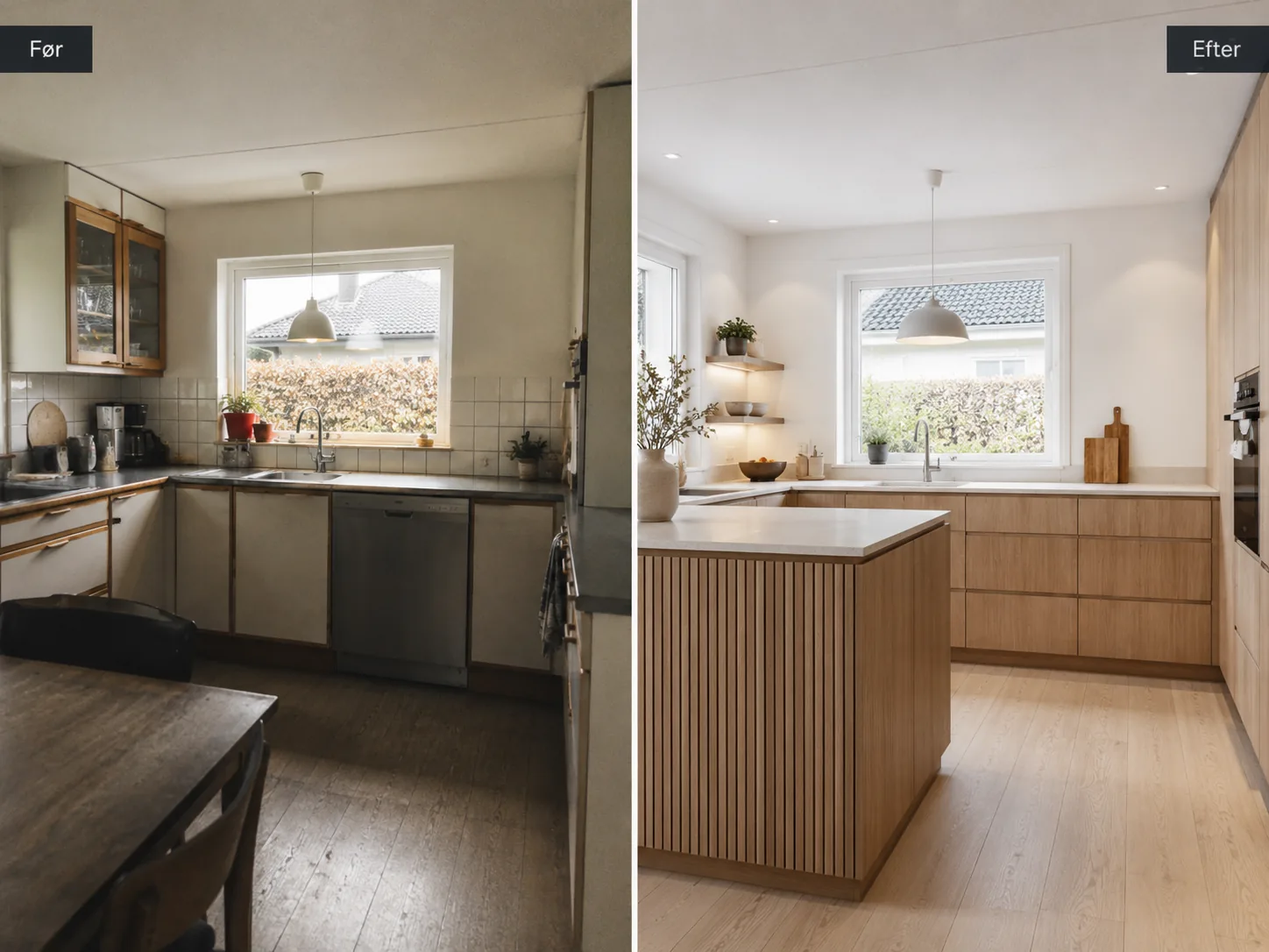 Før og efter tømrerarbejde på Falster — opgave 6